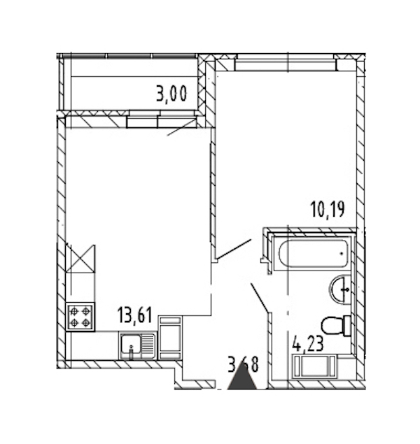 1-комнатная квартира 31.71 м², 16/17 эт., ЖК «Новые горизонты 2»